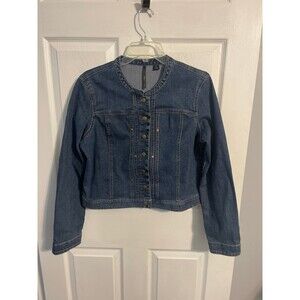 Skye’s the limit Collarless Jean Jacket Size M